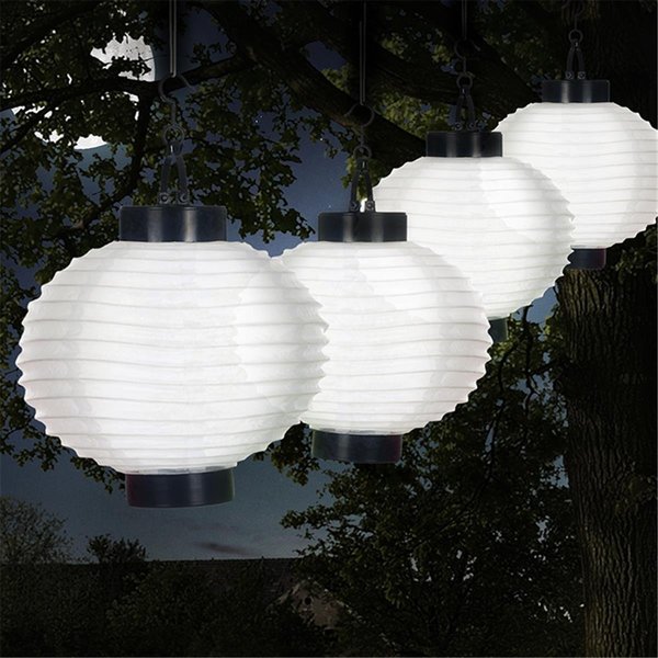 Pure Garden Pure Garden 50-19-W Outdoor Solar LED Chinese Lanterns; White - Set of 4 50-19-W